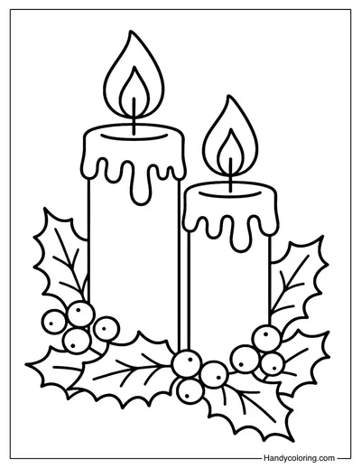 Christmas Candle Coloring Page