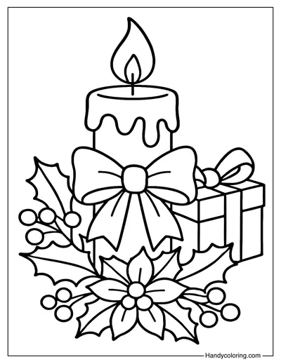Christmas Candle Coloring Page Printable