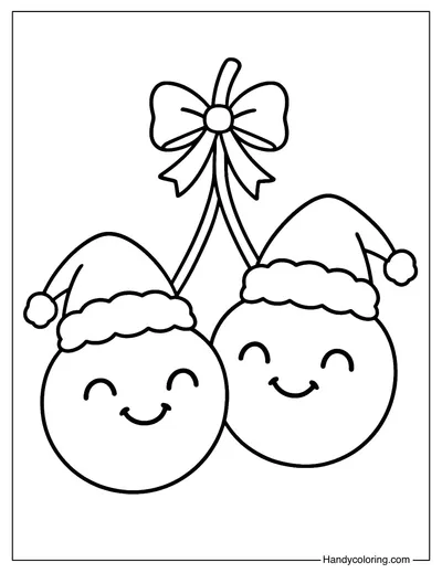 Christmas Cherries Coloring Page