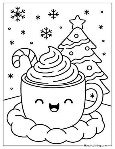 Christmas Cocoa Coloring Page