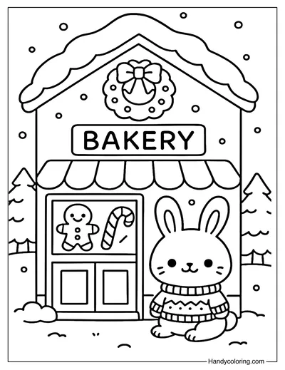 Christmas Cookie Bakery Coloring Page