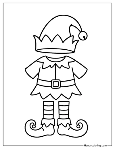 Christmas Elf Outfit Coloring Page