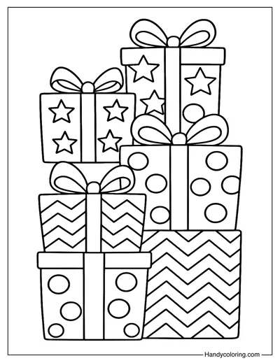 Christmas Gift Boxes Coloring Page
