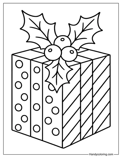 Christmas Gift Coloring Page Printable