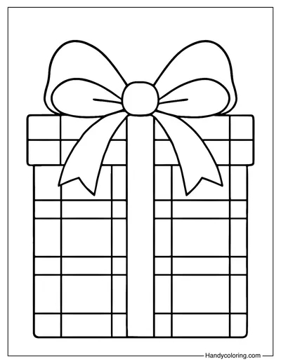 Christmas Gift with Bow Coloring Page