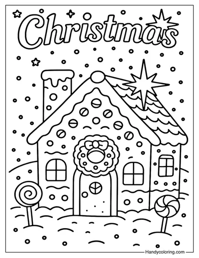 Christmas Gingerbread House Coloring Page