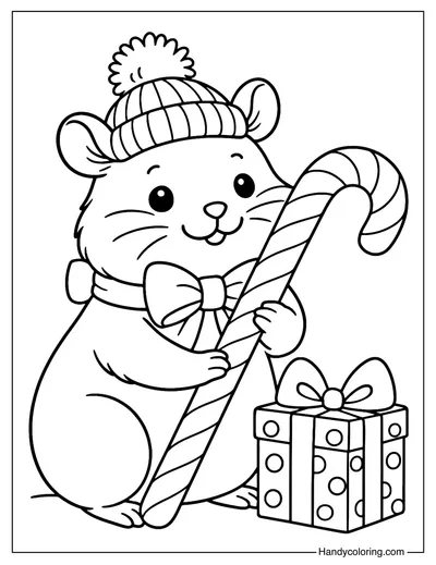 Christmas Hamster Coloring Page