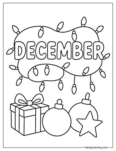 Christmas Lights December Coloring Page