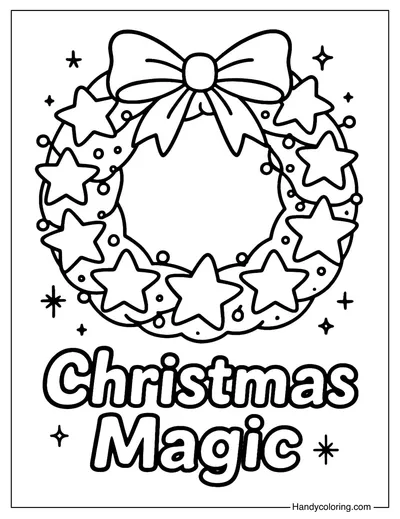 Christmas Magic Wreath Coloring Page