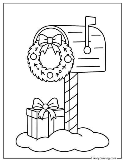 Christmas Mailbox Coloring Page