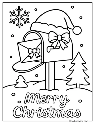 Christmas Mailbox Coloring Page PDF