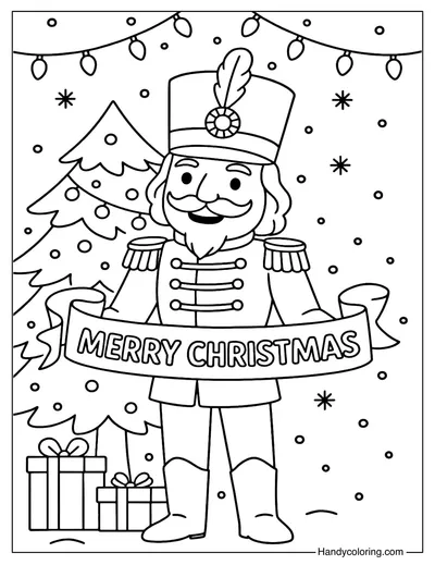 Christmas Nutcracker Banner Coloring Page