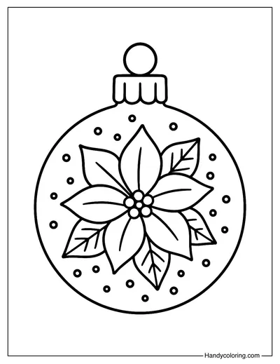 Christmas Ornament with Poinsettia Flower Coloring Page