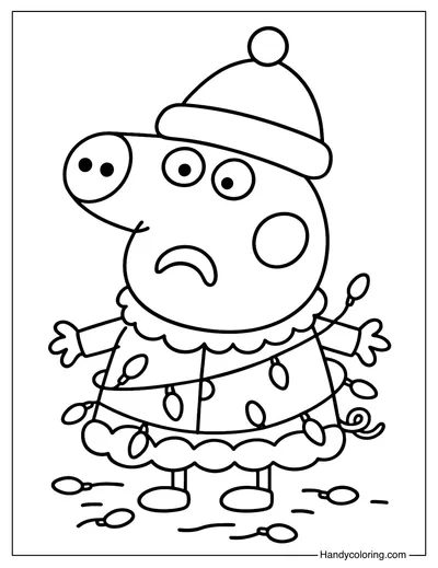Christmas Peppa Pig Coloring Page