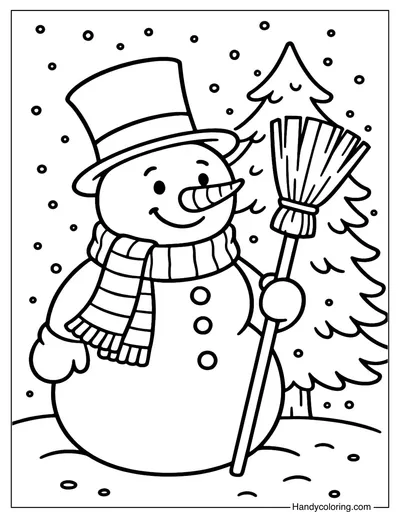 Christmas Snowman Coloring Page