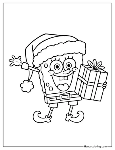 Christmas SpongeBob Coloring Page