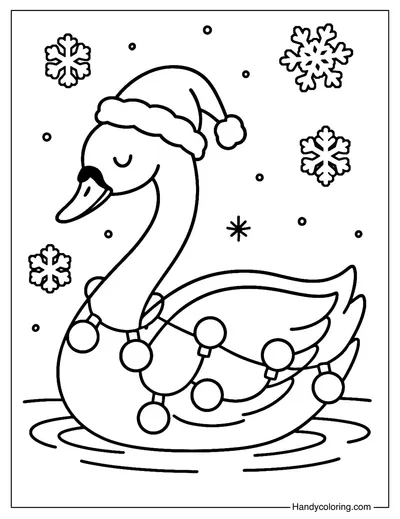 Christmas Swan Coloring Page