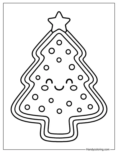 Christmas Tree Cookie Coloring Page