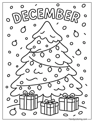 Christmas Tree December Coloring Page