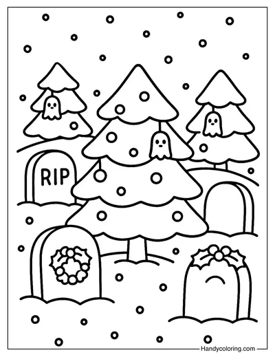 Christmas Tree Graveyard Coloring Page