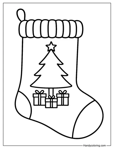 Christmas Tree Stocking Coloring Page
