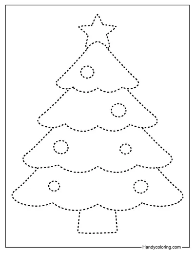 Christmas Tree Tracing Christmas Coloring Page
