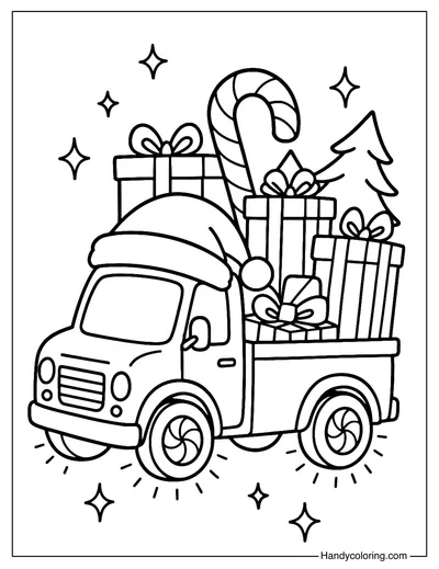 Christmas Truck Coloring Page