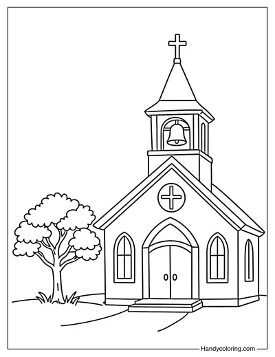 Church with Tree Beside