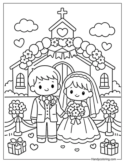 Church with Wedding Scene
