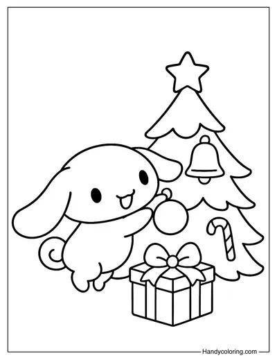 Cinamoroll Christmas Tree Coloring Page