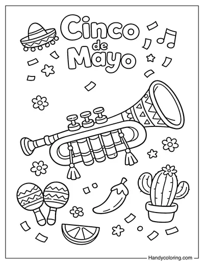 Cinco de Mayo Trumpet and Symbols