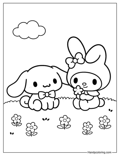 Cinnamoroll and My Melody Coloring Page
