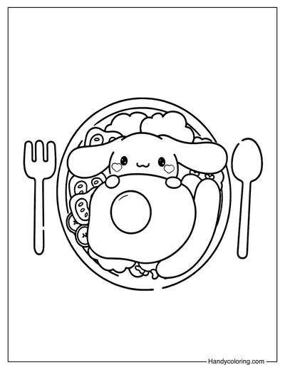 Cinnamoroll Breakfast Plate Coloring Page