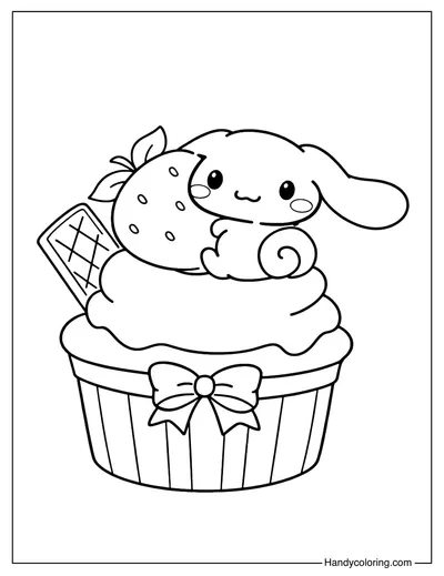 Cinnamoroll Cupcake Coloring Page