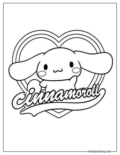 Cinnamoroll Heart Logo Coloring Page
