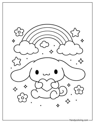 Cinnamoroll Holding Heart Coloring Page