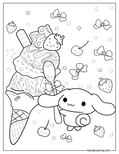 Cinnamoroll Sweet Ice Cream Coloring Page