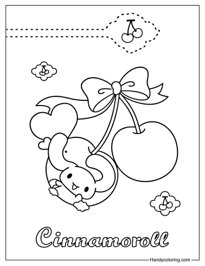 Cinnamoroll with Cherry Coloring Page