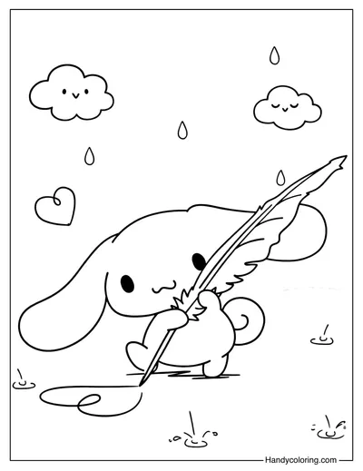 Cinnamoroll with Feather Coloring Page