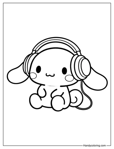 Cinnamoroll with Headphones Coloring Page