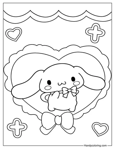Cinnamoroll with Heart Frame Coloring Page