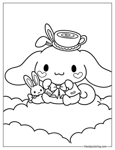 Cinnamoroll with Sky Tea Party Coloring Page