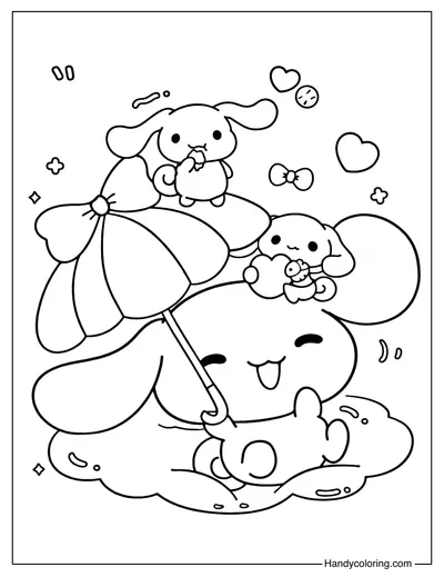 Cinnamoroll with Umbrella Coloring Page