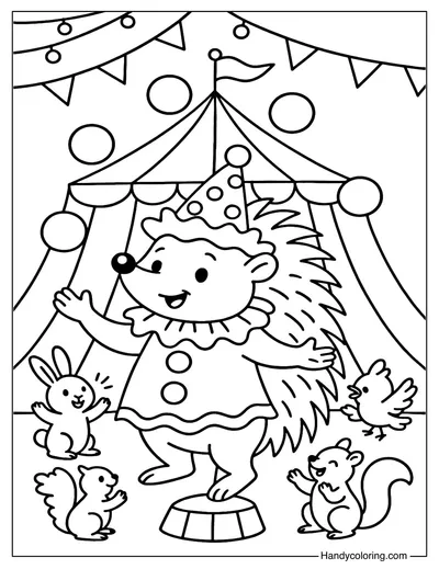 Circus Hedgehog Coloring Page