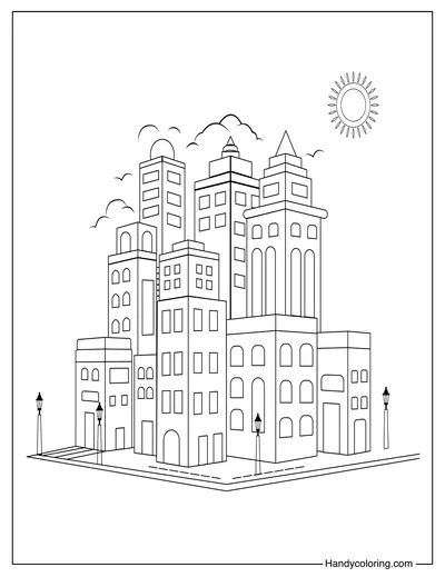City Free Coloring Sheet