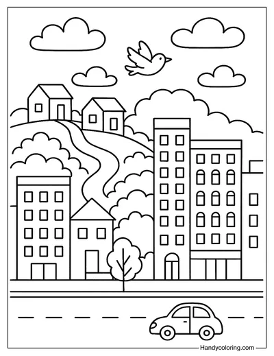 City Under the Hill Coloring Page