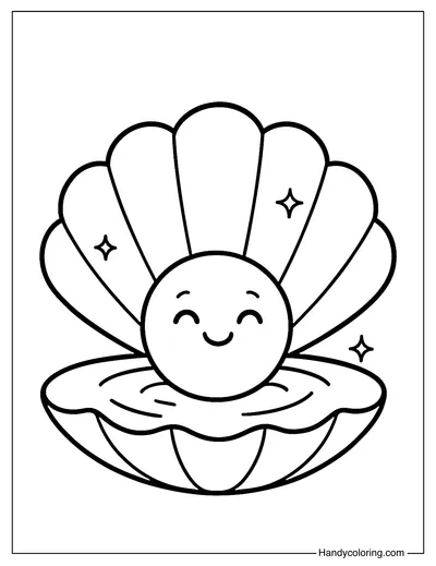 Clam with Pearl Coloring Page