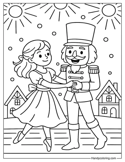Clara Dancing with Nutcracker Coloring Page