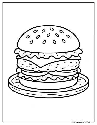 Classic Hamburger Coloring Page