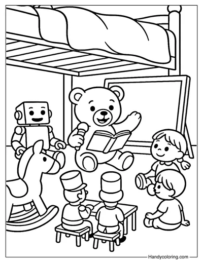 Classroom Under the Bed Coloring Page